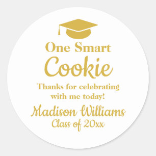 Graduation One Smart Cookie To go Grad Treat Favou Classic Round Sticker