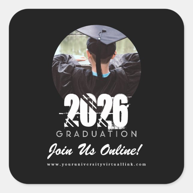 Graduation Online Invitation Square Sticker (Front)