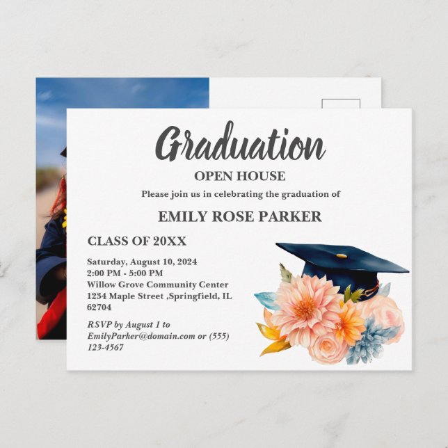  Graduation Open House Invitation Postcard (Front/Back)