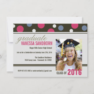 Graduation Open House Retro Whimsical Dots Invite