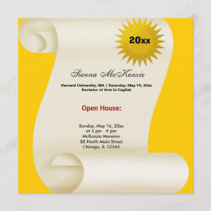 Graduation Open House (Yellow) Announcement