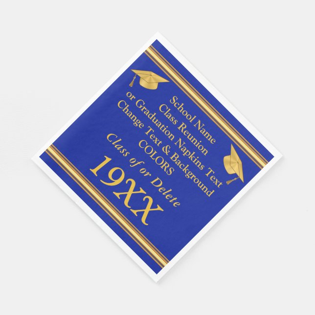 Graduation or Class Reunion Napkins, Text, Colours Napkin (Corner)
