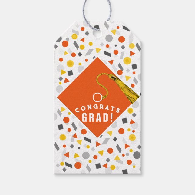 Graduation Orange Gift Tags (Front)