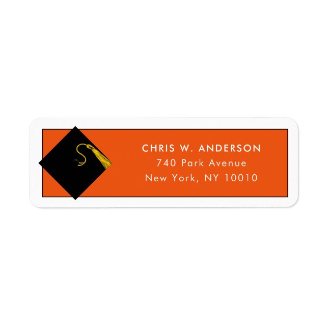 Graduation Orange Return Address Labels (Front)