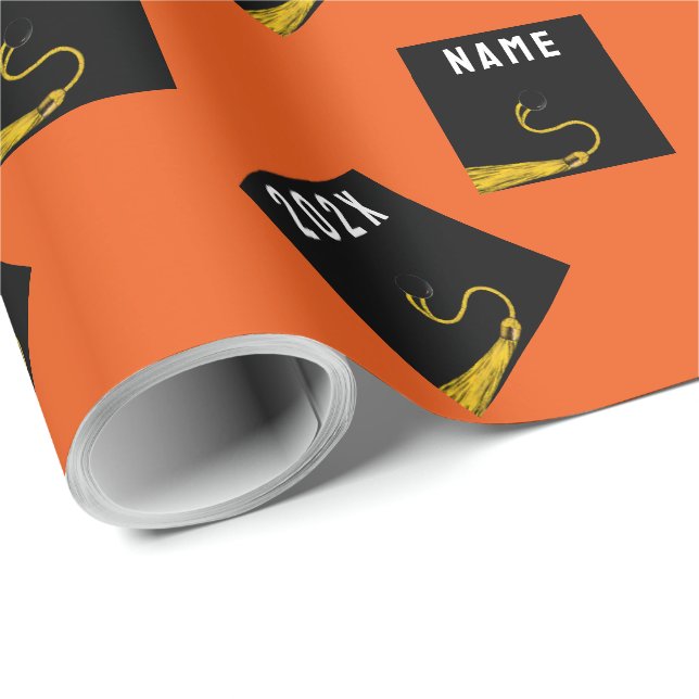 Graduation Orange Wrapping Paper (Roll Corner)