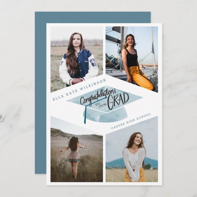 Graduation- Our Grad with Hat Invitation (Front/Back)