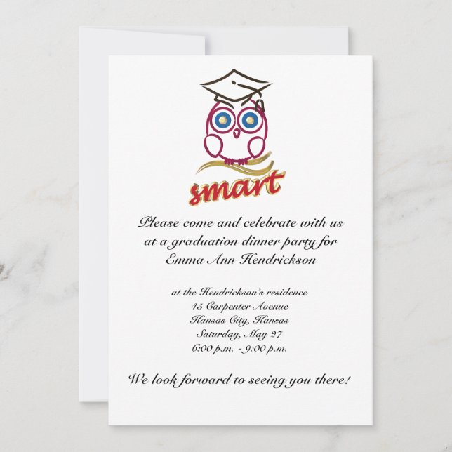 Graduation owl invitation (Front)