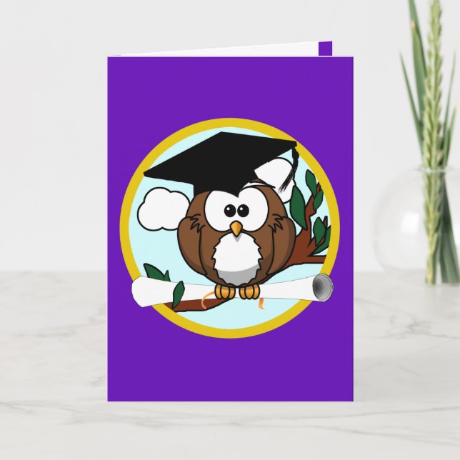 Graduation Owl on Purple Card (Front)