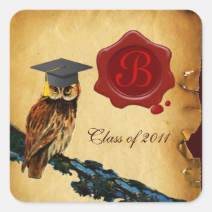 GRADUATION OWL PARCHMENT AND RED WAX SEAL MONOGRAM