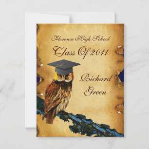 GRADUATION OWL PARCHMENT WAX SEAL MONOGRAM INVITATION