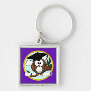 Graduation Owl School Colour Purple Key Ring