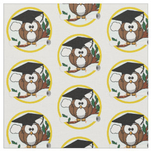 Graduation Owl With Cap & Diploma Fabric
