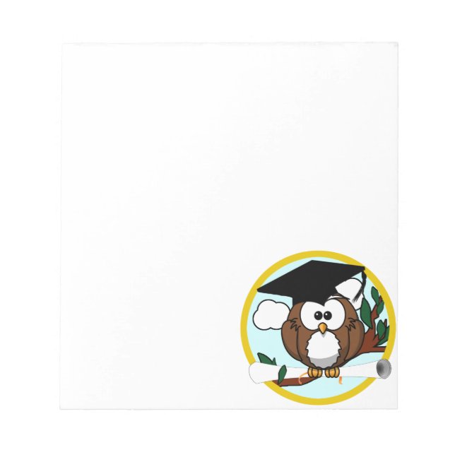 Graduation Owl With Cap & Diploma Notepad (Front)