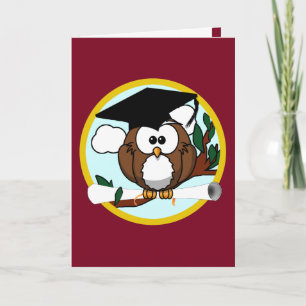 Graduation Owl With Cap on Red Card