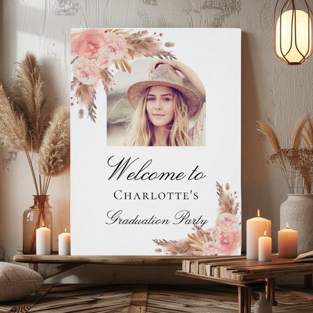 Graduation pampas grass blush pink arch photo poster (Creator Uploaded)