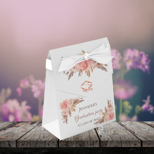 Graduation pampas grass blush pink floral rose favour box