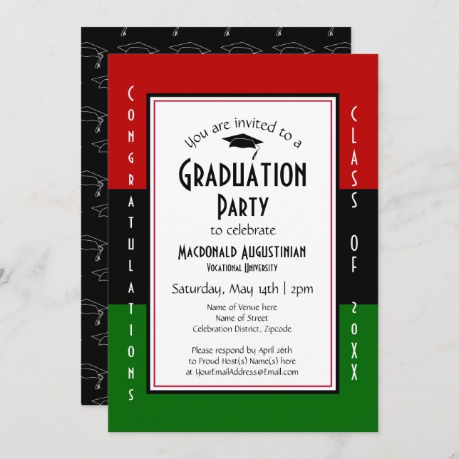 GRADUATION Pan African Graduate Party Invitation (Front/Back)
