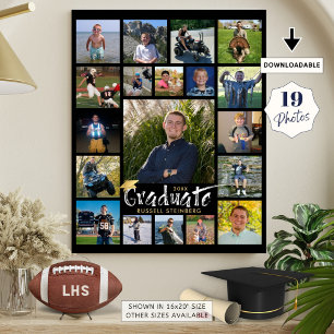Graduation Party 19 Photo Display Brush Typography Poster