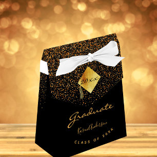 Graduation party 2021 graduate black gold girl favour box