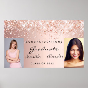 Graduation party 2022 photo rose gold glitter dust poster