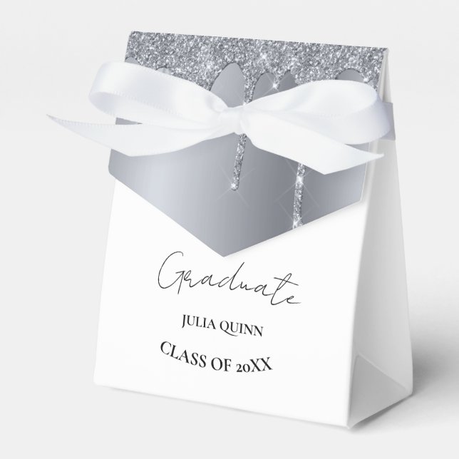 Graduation party 2024 graduate black Silver Favour Box (Front Side)