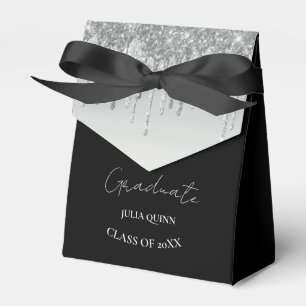 Graduation party 2024 graduate black Silver Favour Box