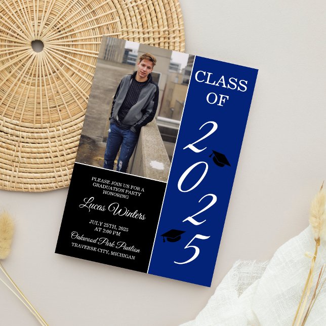 Graduation Party 2025 Grad Hat Blue Invitation (Creator Uploaded)