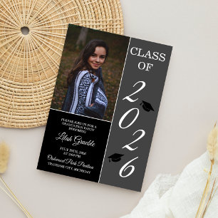 Graduation Party 2025 Grad Hat Grey Invitation