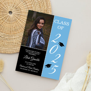 Graduation Party 2025 Grad Hat Light Blue Invitation