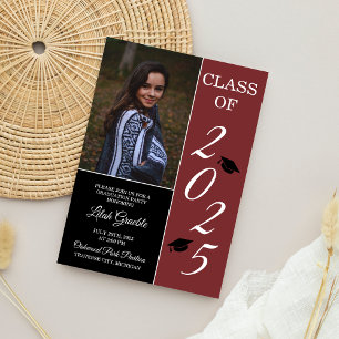 Graduation Party 2025 Grad Hat Maroon Invitation