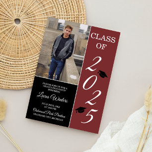 Graduation Party 2025 Grad Hat Maroon Invitation