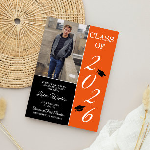 Graduation Party 2025 Grad Hat Orange Invitation