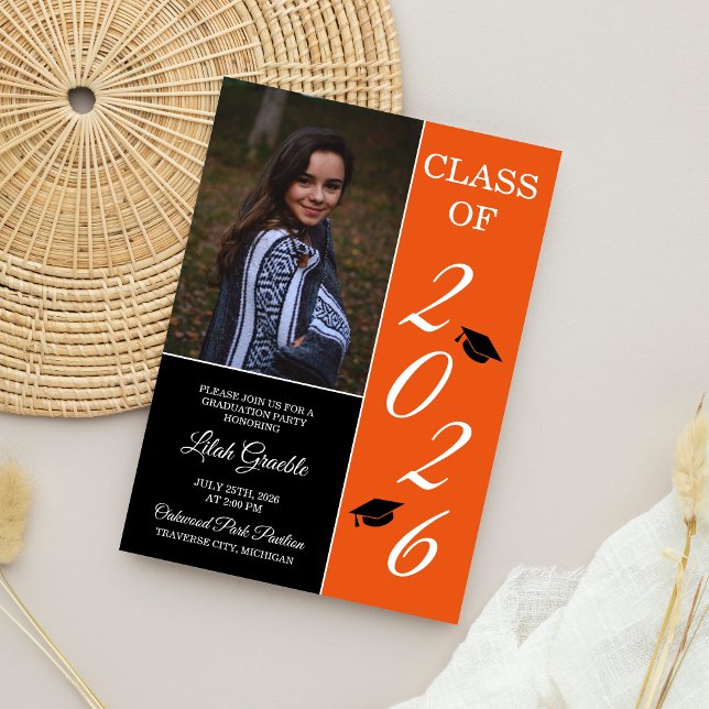 Graduation Party 2025 Grad Hat Orange Invitation (Creator Uploaded)