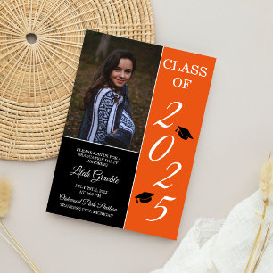 Graduation Party 2025 Grad Hat Orange Invitation