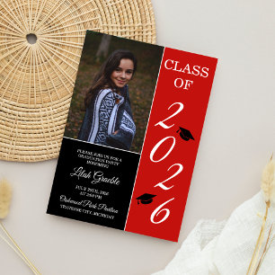 Graduation Party 2025 Grad Hat Red Invitation