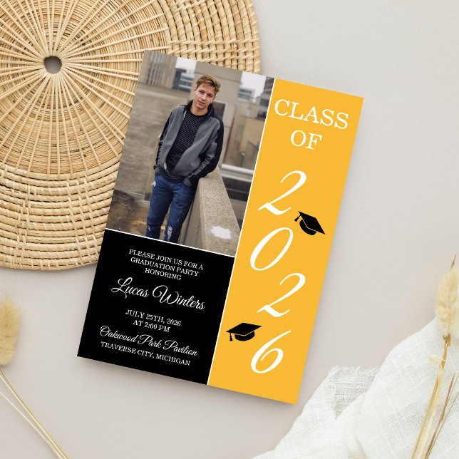 Graduation Party 2025 Grad Hat Yellow Invitation (Creator Uploaded)