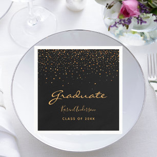 Graduation party 2025 graduate black gold napkin