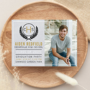 Graduation Party 2025 Monogram Gold Invitation