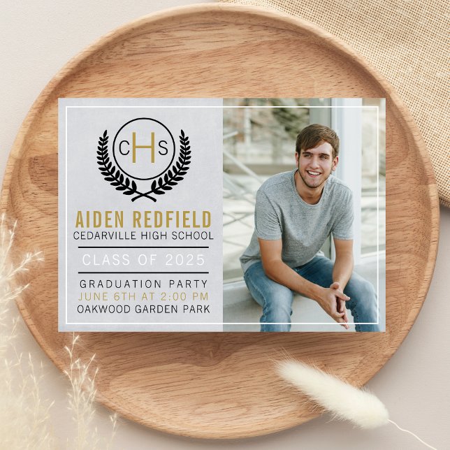 Graduation Party 2025 Monogram Gold Invitation (Creator Uploaded)