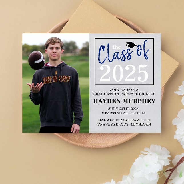 Graduation Party 2025 Open House Photo Blue Invitation (Creator Uploaded)