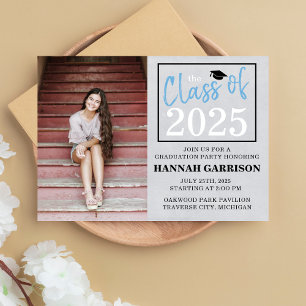 Graduation Party 2025 Open House Photo Light Blue  Invitation