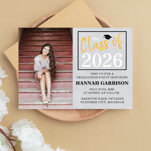 Graduation Party 2025 Open House Photo Yellow Invitation