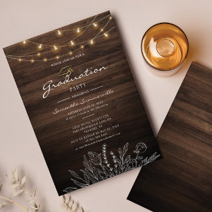 Graduation Party 2025 Rustic String Lights Invitation