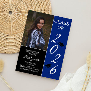 Graduation Party 2026 Grad Hat Blue Invitation