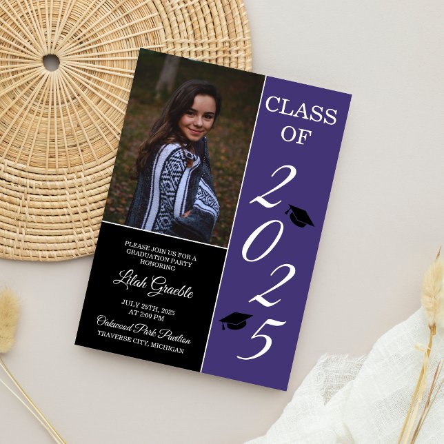 Graduation Party 2026 Grad Hat Purple Invitation (Creator Uploaded)