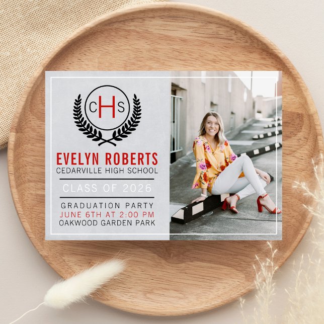 Graduation Party 2026 Monogram Red Invitation (Creator Uploaded)