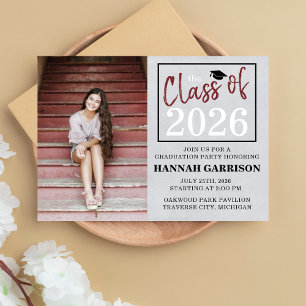 Graduation Party 2026 Open House Photo Maroon Invitation