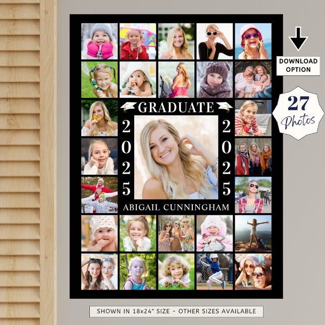 Graduation Party 27 Photo Collage Personalised Poster (Creator Uploaded)