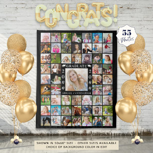 Graduation Party 55 Photo Collage Backdrop Custom Tapestry