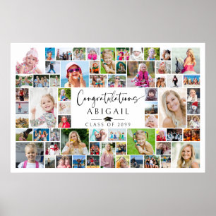 Graduation Party 64 Photo Collage Memory Poster